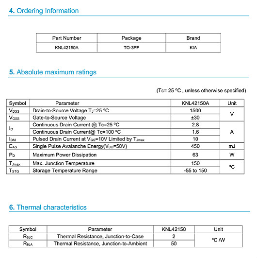 STF3N150代替型號KNX42150A STF3N150代替型號KNX42150A