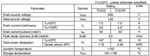 8n60場效應管,KIA8N60H參數
